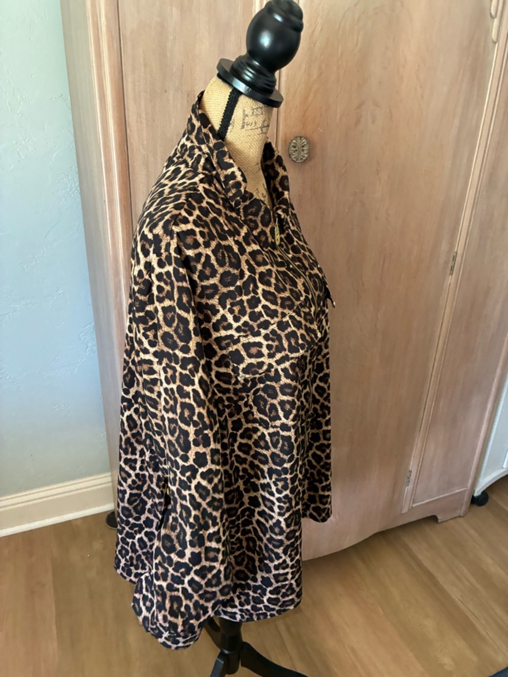 Michael Kors Leopard Animal Print Zipper blouse top jacket Plus Size 3X New - Picture 10 of 16